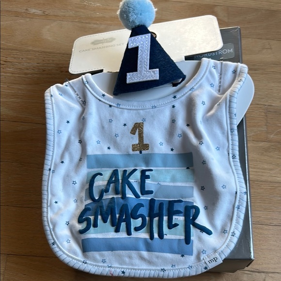 Blue and Gold Cake Smasher Bib - Picture 1 of 3